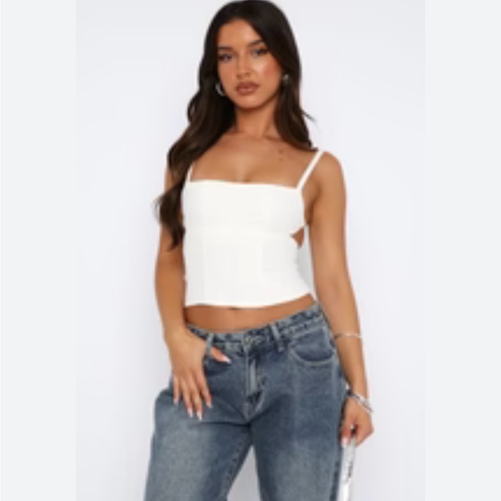 White Fox Boutique My Fierce Heart Bustier Top, Size L, Color Black
